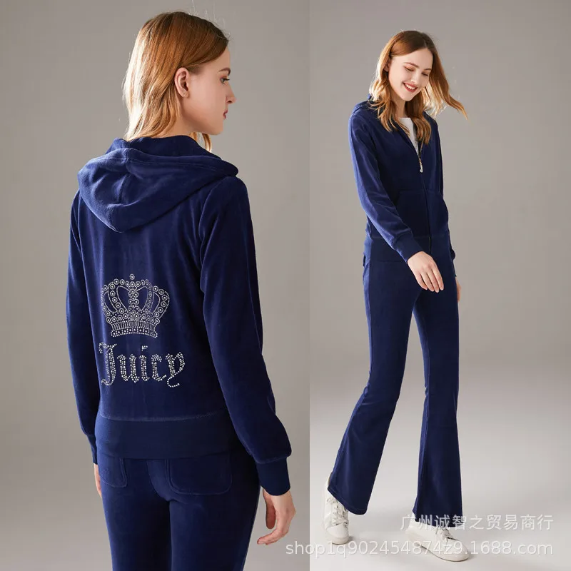 

Spring/Fall 2022 Women's Brand Velvet Fabric Tracksuits Velour Suit for Women Track Suit Hoodies And Pants fat sister sportswear