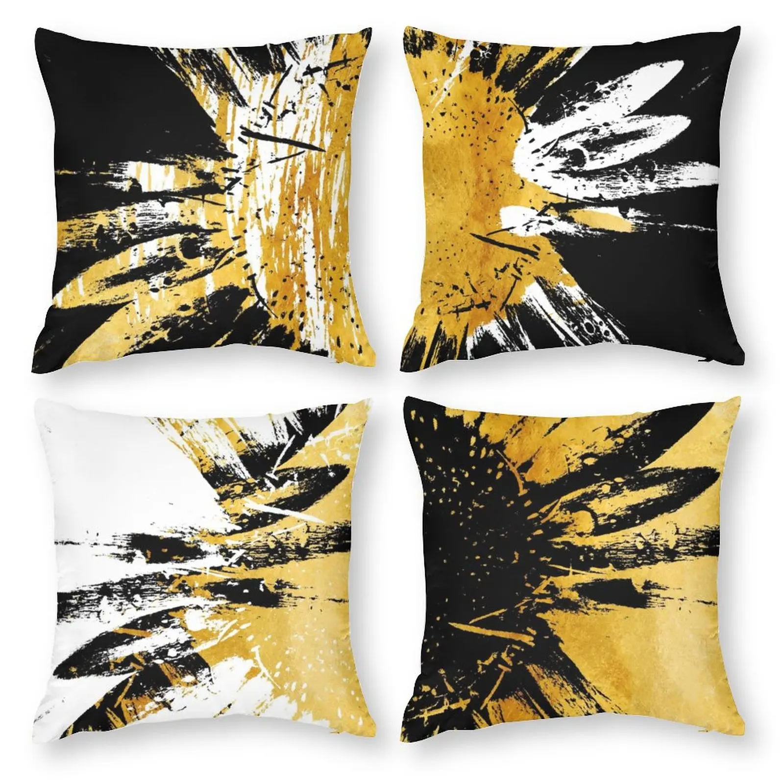

Throw Pillow Cover 18x18 Inch Sunflower Gold Foil Flower Doodle Polyester New Square Slipover Double-Sided Printing Pillowcase