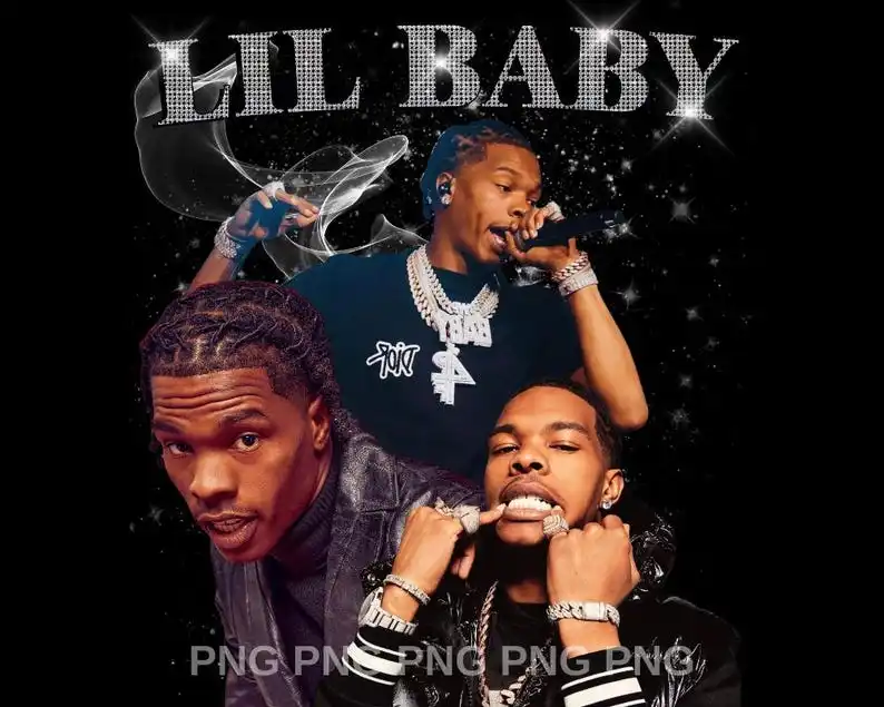Дизайн футболки Digital 4500x5100 хип-хоп художник lil baby png футболка-репер бутлег 300 точек