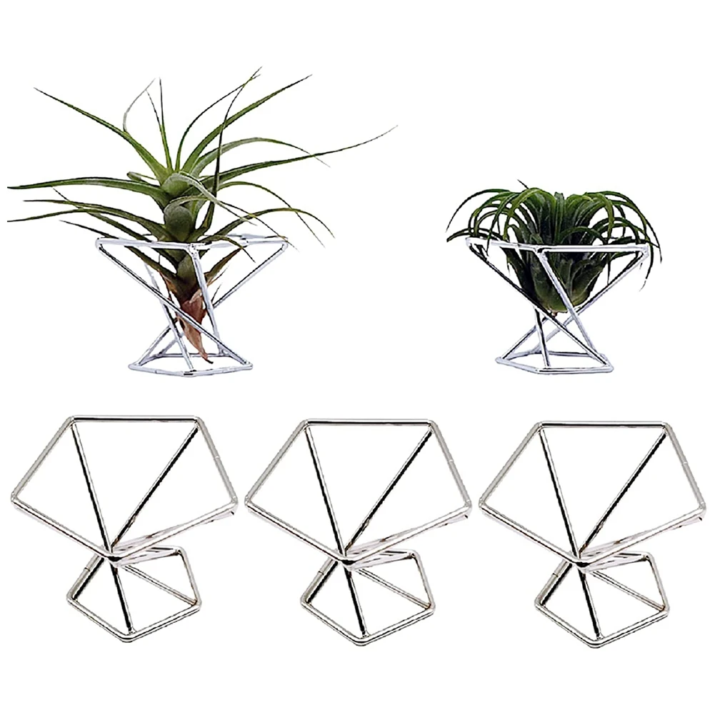 

Pack 5 Air Plant Holder Air Plants Holders Tillandsias Display Air Purifying Plant Container Air Fern Stand, Silver