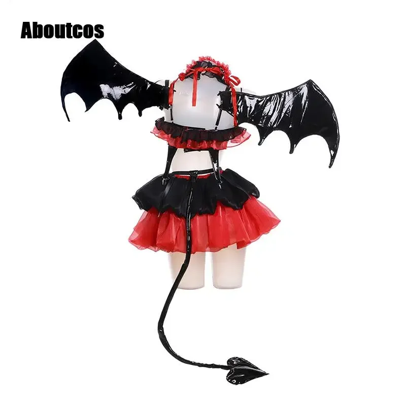 Date A Live Kurumi Tokisaki Little Костюм для косплея дьявол Sexy Woman полный комплект