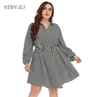 keby zj office dresses for women 2022 plus size clothes female vestido short dress casual black white striped large size dress