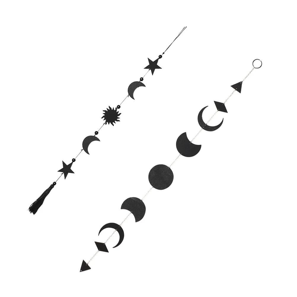 

Moon Wall Decor Garland Hanging Phasestarwood Bohemian Wooden Rustic Bohomian Hangings Decors Ornament Phases Ornaments Beaded