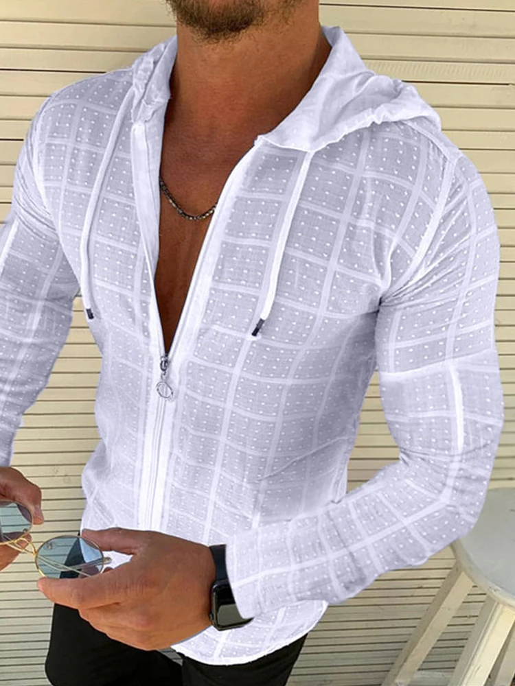 

2022 Fashion Long Sleeve Zipper Coat Shirts Hooded Coat Slim Coat Mens Jackets Summer Men Streetwear Office Pullover Tops 2022