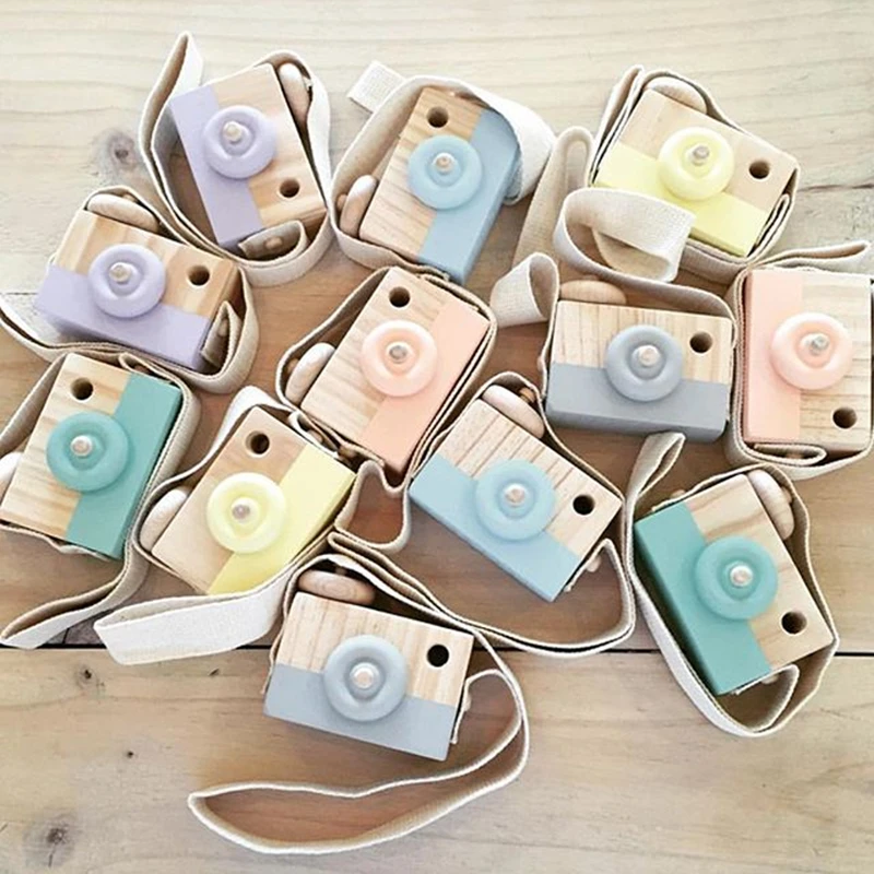 

Cute Baby Toys Mini Hanging Wooden Camera Photography Toys for Kids Gift Children Wooden DIY Presents