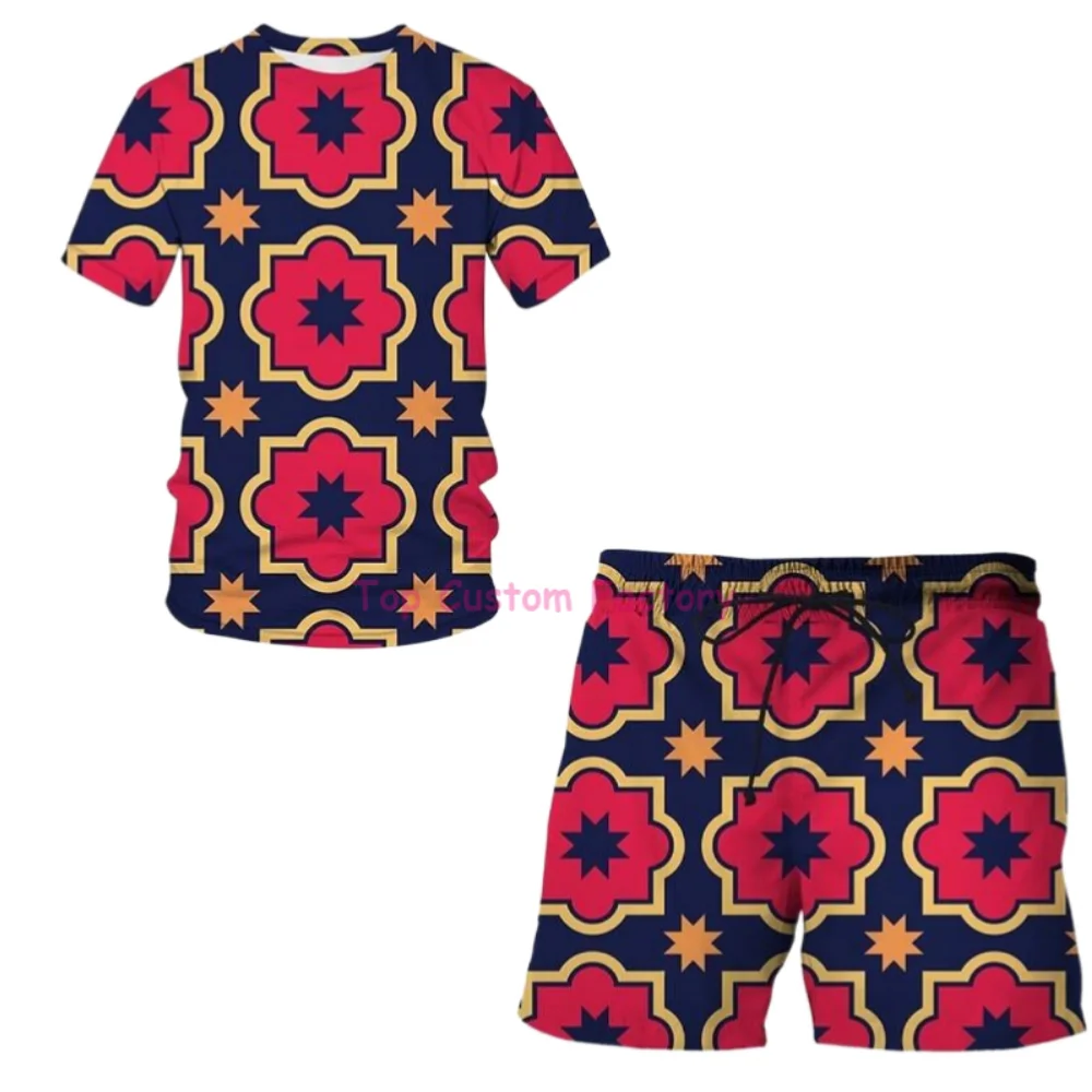 Tracksuit Outfit Summer Man Hawaii Short Sleeve T-Shirt 2-Piece Set  3D Visual Harajuku Jogger Suit Fashion Street Pant Set