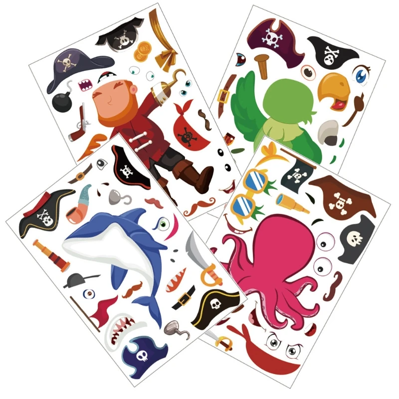 

Cartoon Sticker Home Decoration DIY Customized Scrapbook Sticker Self-Adhesive Repeat Pasting Montessori Kids Funny DropShipping