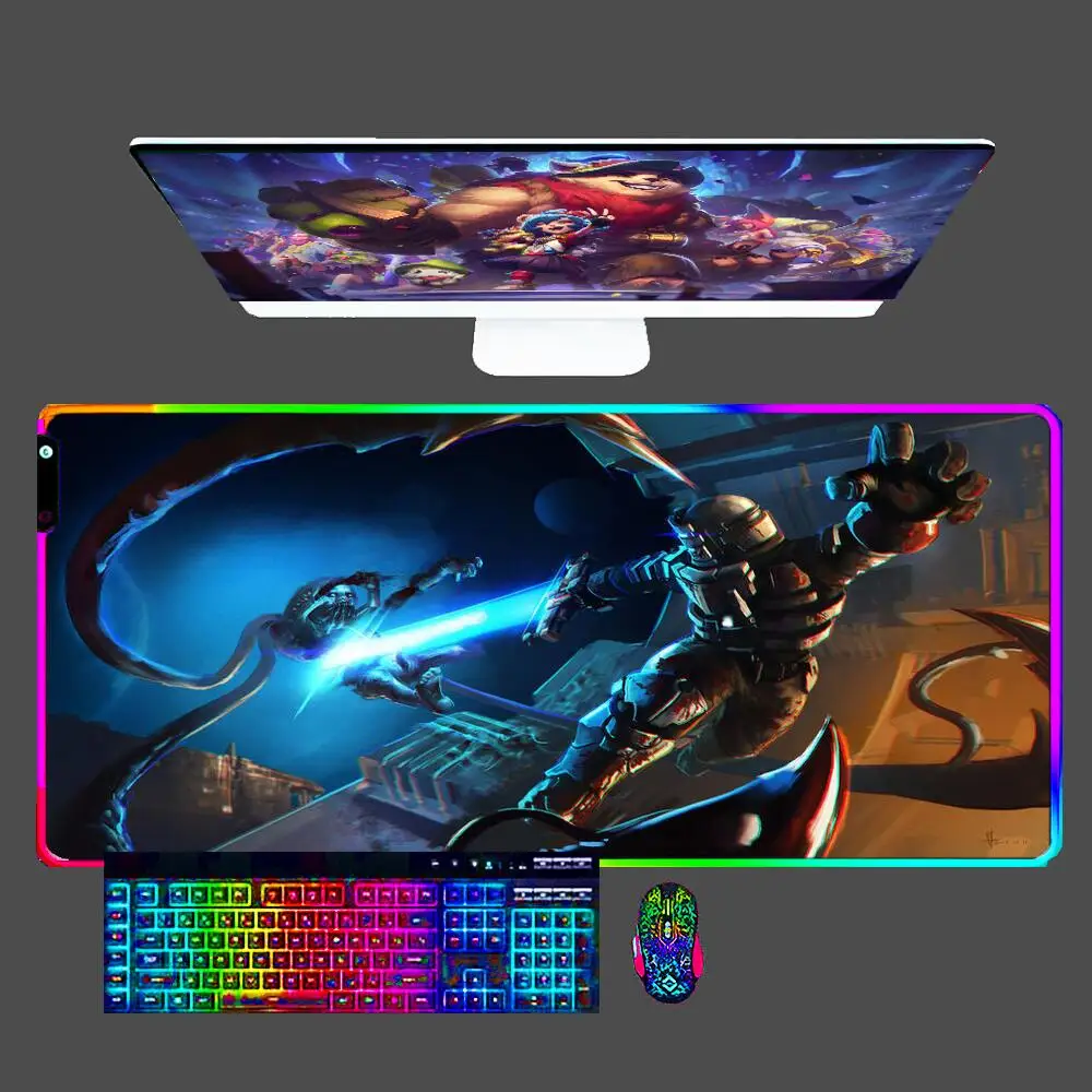 

Mouse Pad RGB Dead Space Gaming Accessories Gabinete Gamer PC Computer Desk Mat XXL Keyboard Tablet Anti-skid Mousepad LED 90x40