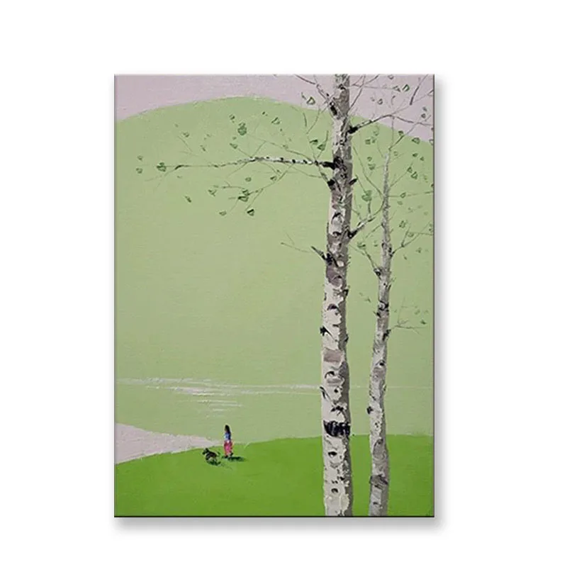 Красивый пейзаж с зеленым полетом картина маслом ручной работы на холсте