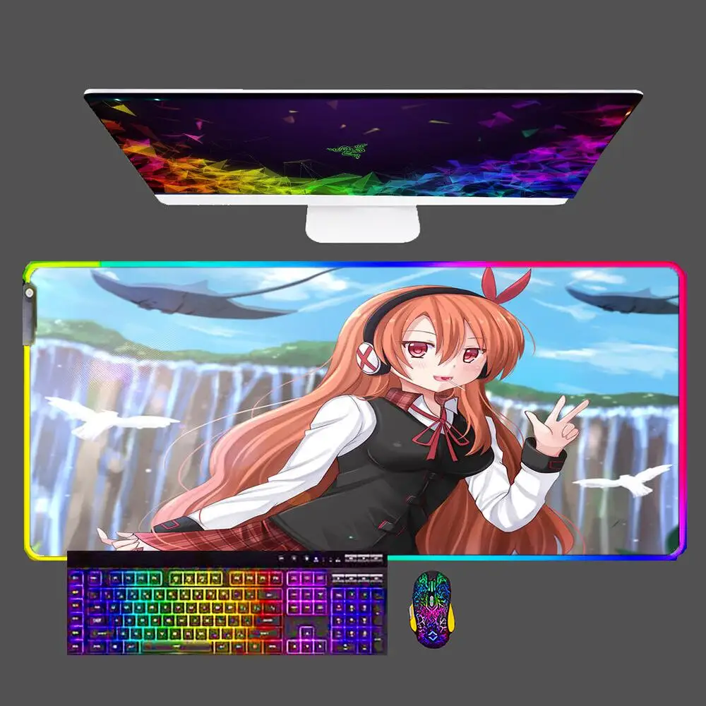 

Anime Akame Ga Kill RGB Mouse Pad Lockedge Large Gaming Accessories Computer Mousepad Game Keyboard LED Backlight Desk Mouse Mat