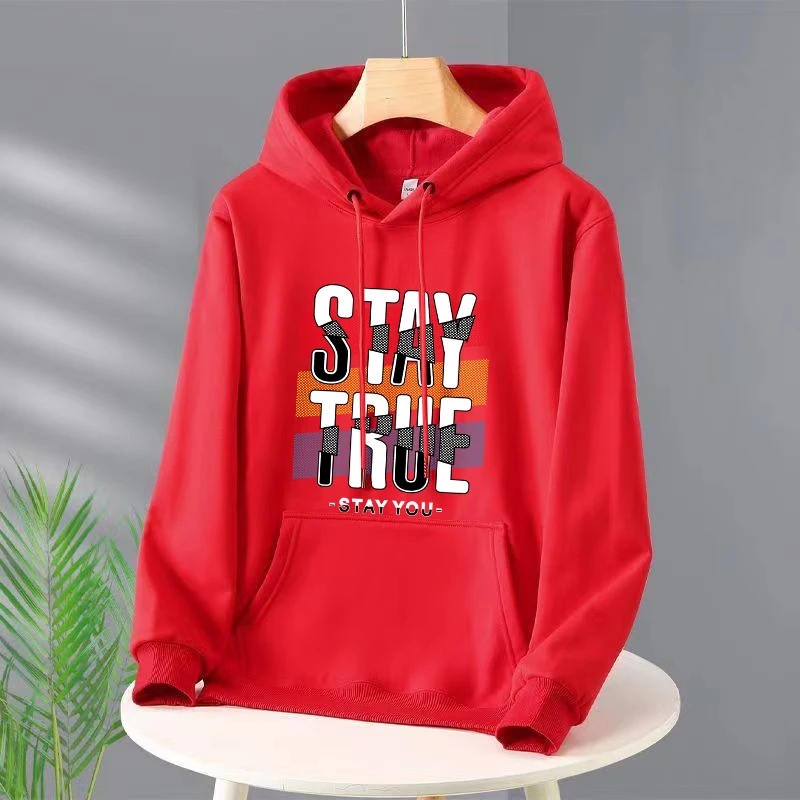 

Stay True Stay You Letter Printed Women Hoodies Fashion Fleece Hoody Creativity Pullover Clothing Street Loose Sweatshirts Women