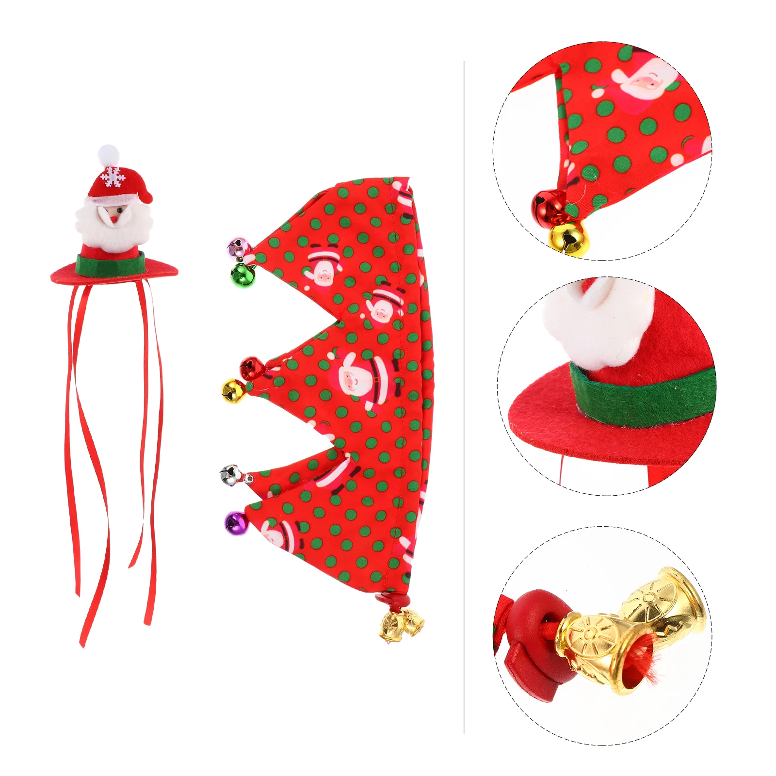 

2pcs Dog Triangle Bell Bibs Antlers for Large Dogs Christmas Dog Bells Collar Christmas Cosplay Hat