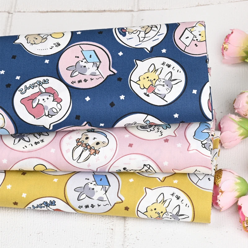 

Half Yard Thin Cotton Fabric With Cute Cartoon Rabbit Print, Handmade DIY Patchwork Bag Garment Dress Sewing Tissue CR-1733