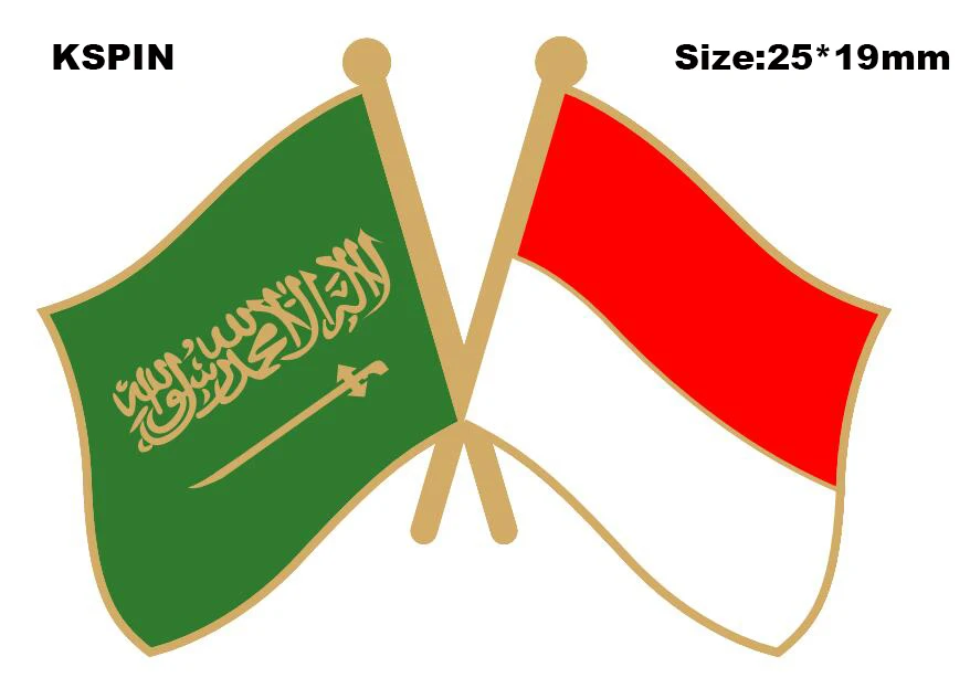 Saudi Arabia & Indonesian Friendship Flag Lapel Pin Friendship Flag Badge Flag pin