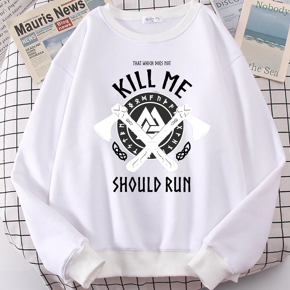 

Kill Me Should Run Letter Printed Females Sweatshirts O-Neck Loose Korean Fashion Clothing Vintage 2022 New Lady Hoodie
