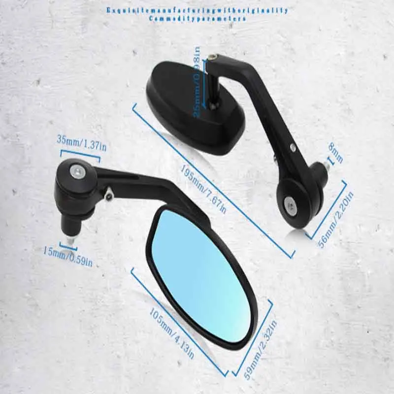 

2 Pcs / Pair Motorcycle Rearview Mirror Scooter E-Bike Rearview Mirrors Electrombile Back Side Convex Mirror 8mm Carbon Fiber