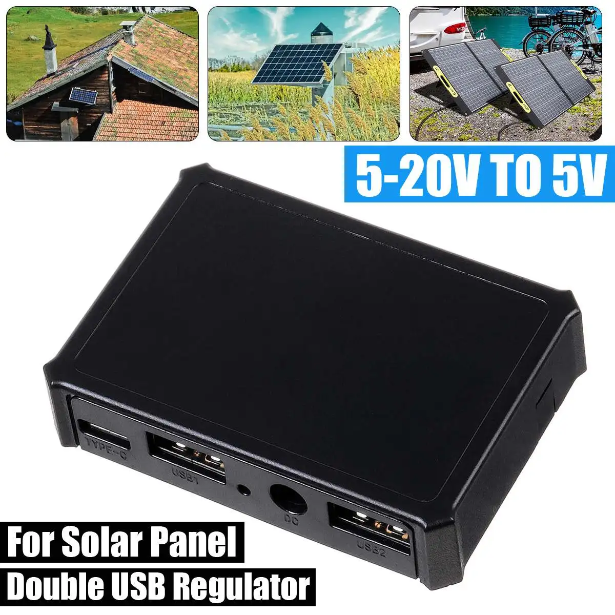 

Двойная распределительная коробка USB для самостоятельной сборки, коробка с солнечными проводами от 5-20 в до 5 В, 3 А, регулятор солнечной панел...