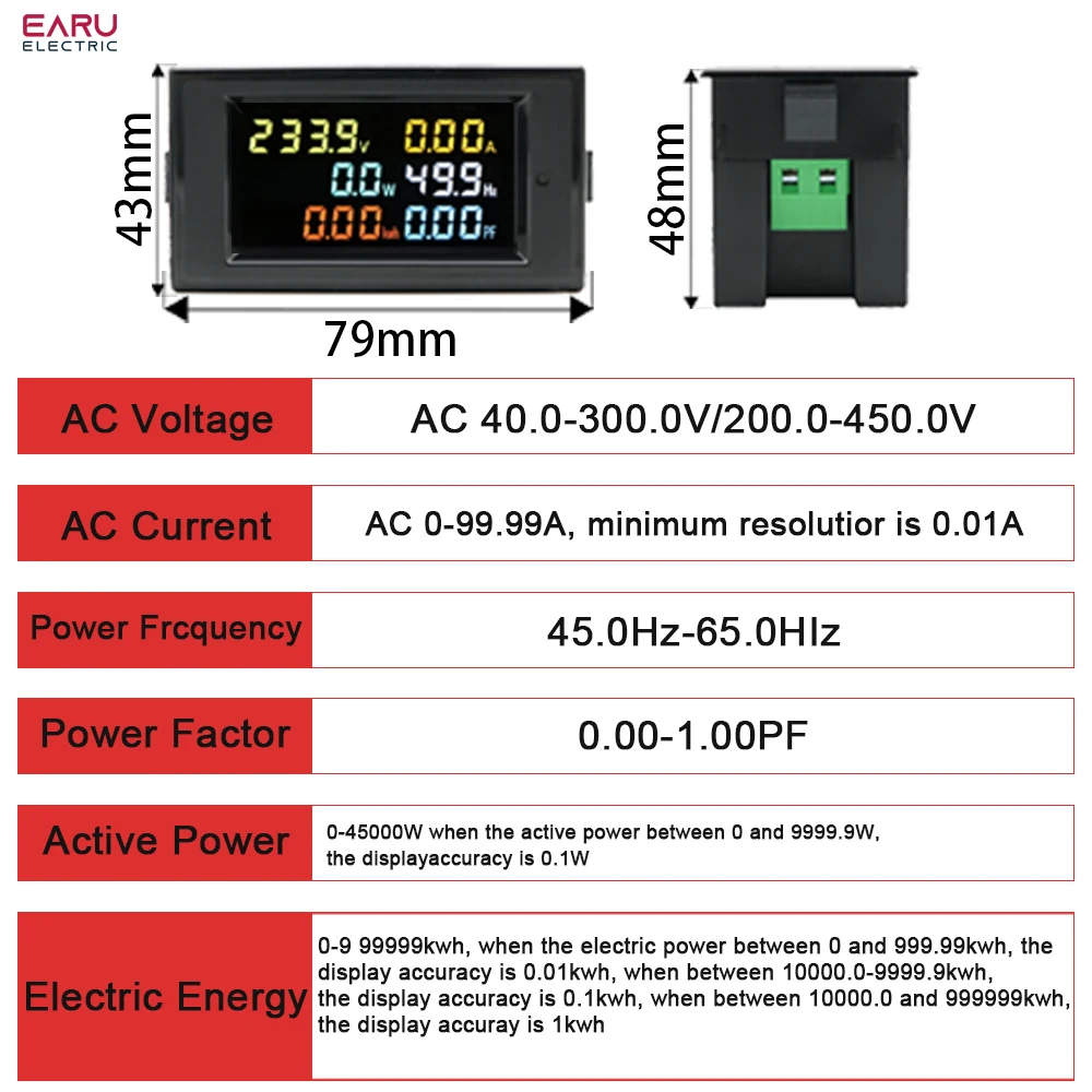 Цифровой вольтметр амперметр EARUELECTRIC D69-2058