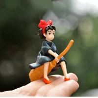 magic girl riding a broom witch figure model diy moss micro landscape fish tank ornaments landscape doll handmade resin toy