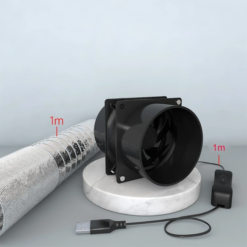 

Compact and Portable Fume Extractor Fan with Duct Pipe and Ventilation Tubing for Kitchen and Bathroom Use USB Powered