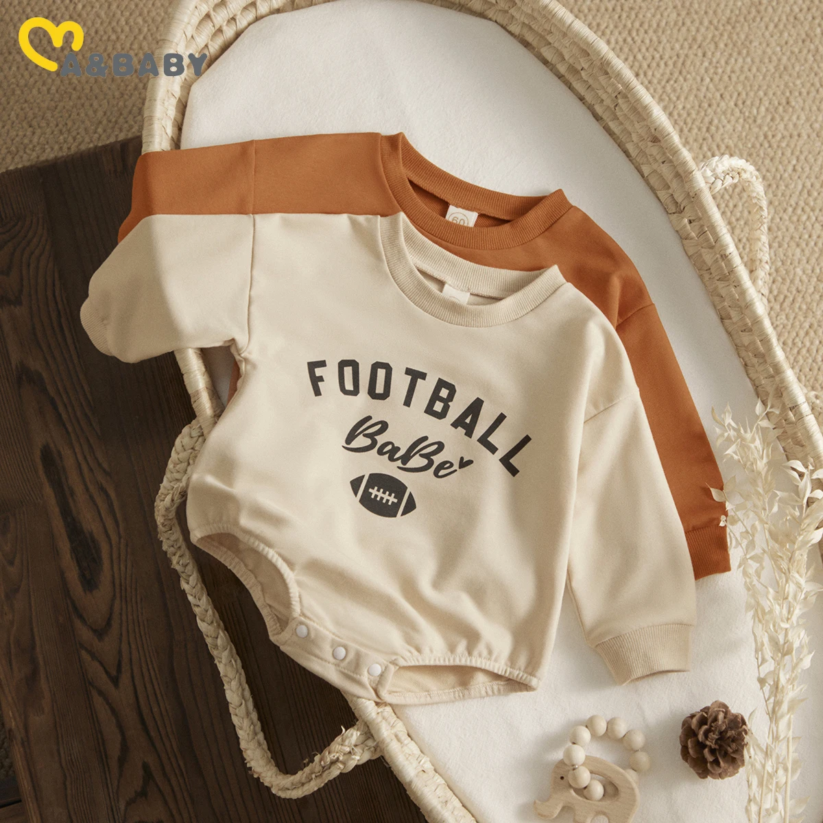 

ma&baby 0-18M Newborn Baby Romper Toddler Infant Boy Girl Letter Rugby Print Long Sleeve Jumpsuit Casual Clothing