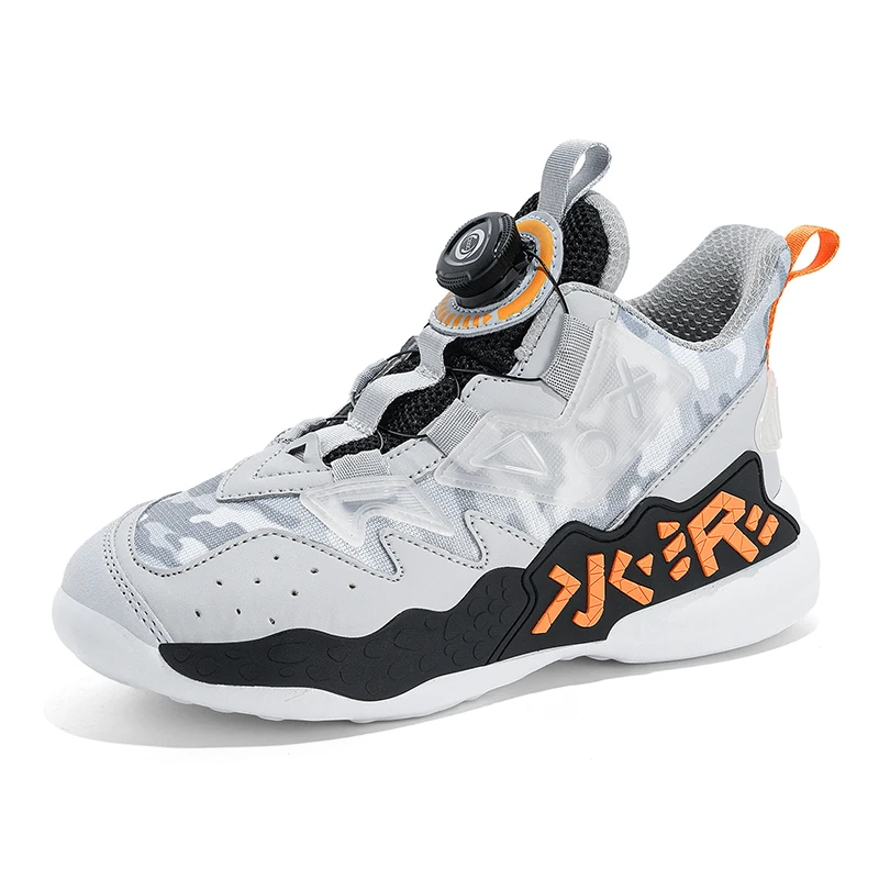 

2023 New Kids Basketball Shoes Boy Anti-Slip Training Shoe Student High Top Teenage Trainers Quick Lacing Outdoor Sport Shoe Boy