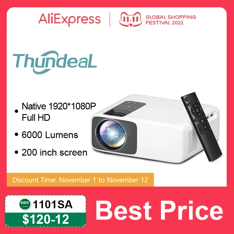 Najtaniej ThundeaL 1080P Projektor Mini Full HD WiFi Android 2K 4K Projektor TD93 Pro Kina Domowego Telefon Beamer LED 3D Przenośny Proyector Tanie ThundeaL 1080P Projektor Mini Full HD WiFi Android 2K 4K Projektor TD93 Pro Kina Domowego Telefon Beamer LED 3D Przenośny Proyector