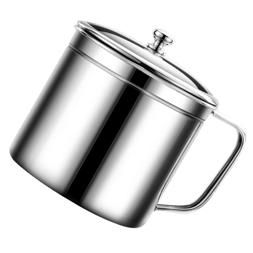 

Oil Grease Strainer Cooking Container Storage Can Pot Kitchen Keeper Dispenser Steel Stainless Separator Filter Metal Fat Jar
