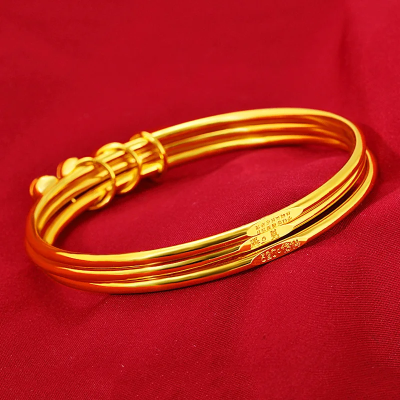 New Bracelet Women's Fine Sand Ring Fashion Style Versatile Vietnam Sha Jin Women's Three Ring Bracelet Does Not fade