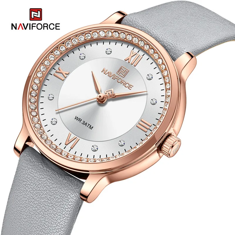 NAVIFORCE Quartz Watches for Women Leather Strap High Quality Waterproof  Female Fashion Personality Wristwatches Relogio Mujer