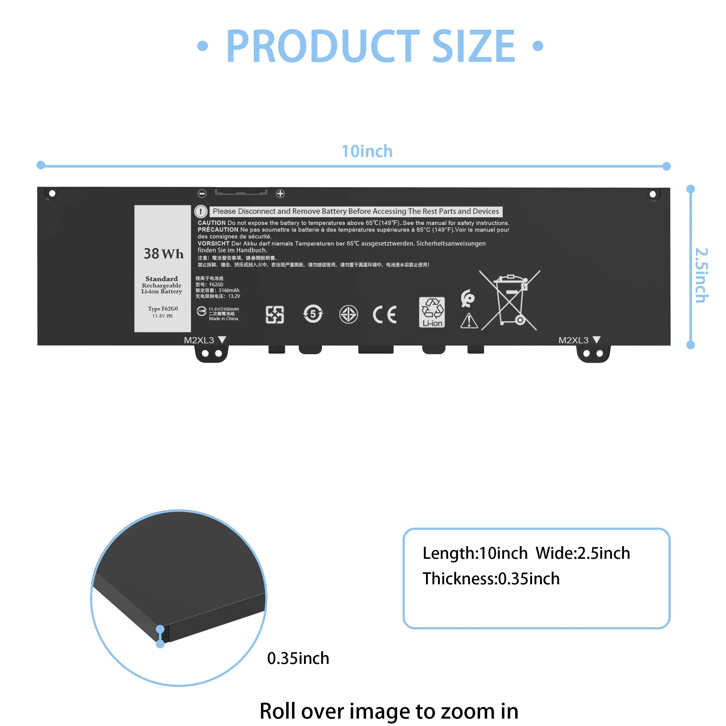39DY5 F62G0 Аккумулятор для Dell Inspiron 13 7000 7373 7386 2-в-1 7370 7380 5370 P83G P87G P83G001 P83G002 P87G001 Vostro