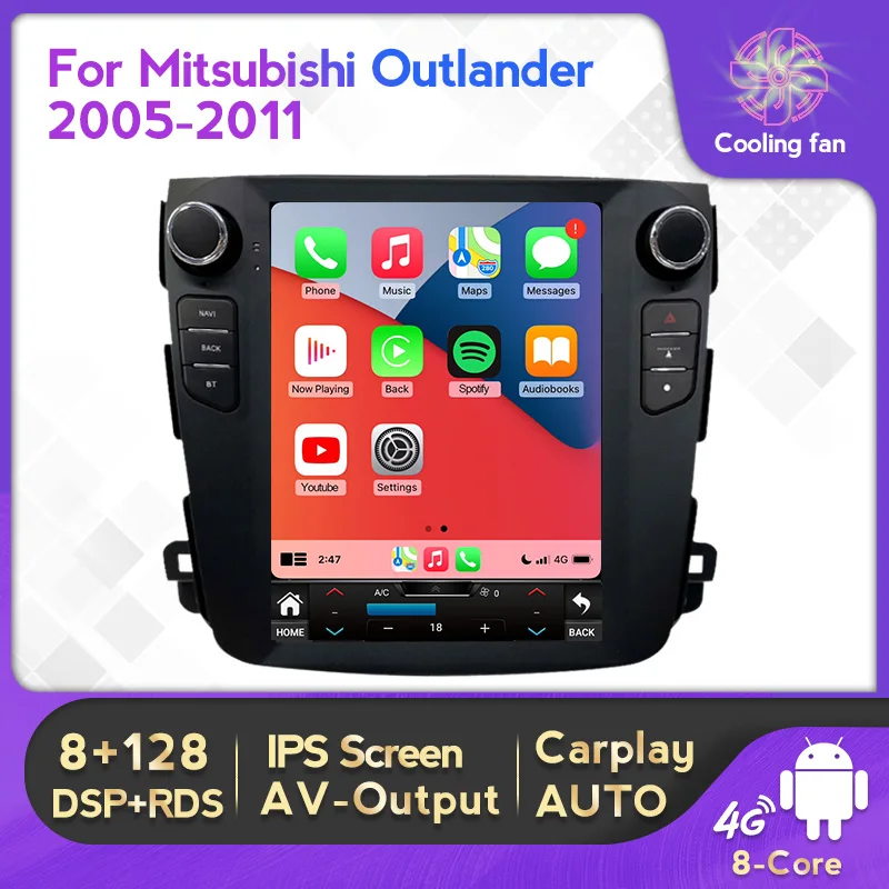 NaviFly Android 11 для Tesla Style Screen Mitsubishi Outlander 2 2005 - 2011 Автомобильный Радио Мультимедийный