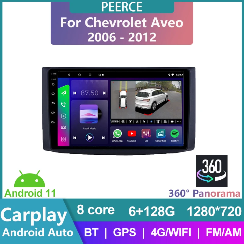 

PEERCE For Chevrolet Aveo T250 2006 - 2012 Car Radio Multimedia Video Player Navigation GPS Android 10 No 2din 2 din dvd