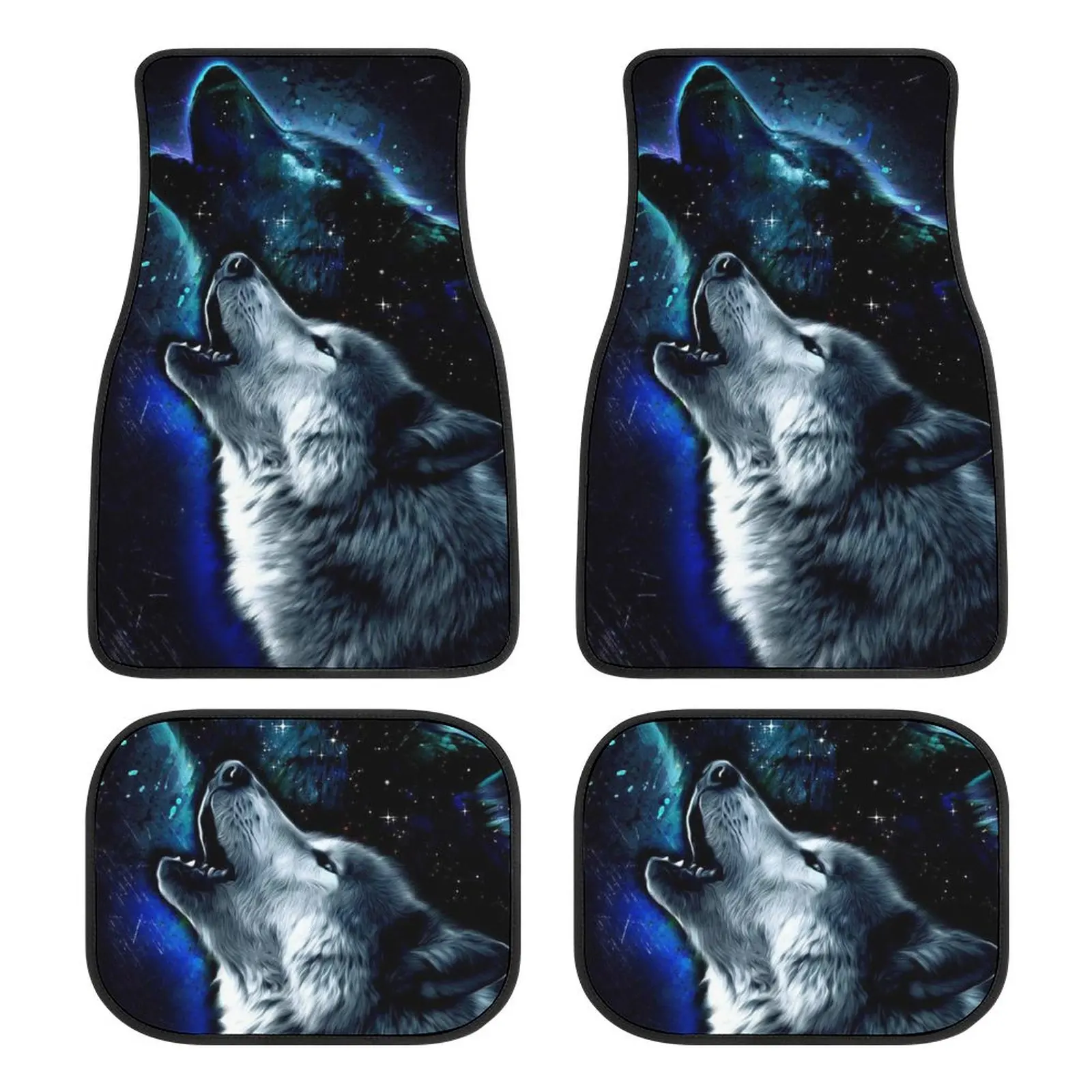 

wolf animal print pattern car mats auto parts car mats feathers car protection car carpets non-slip car floor mats 4pcs