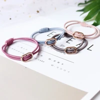 6piecesset hair ties new style gold small square buckle hair ring temperament rope double knotted high elastic hair accessories