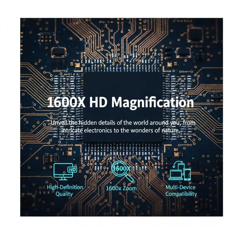 Фото Цифровой беспроводной микроскоп 50X-1000X с USB и Wi-Fi, с подставкой для Android, iOS, ПК, для профессионального медицинского анализа №5