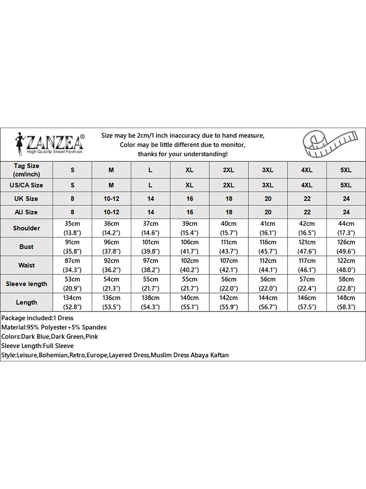 Винтажное Женское Мусульманское Платье С Длинным Рукавом Элегантное Abaiya Zanzea