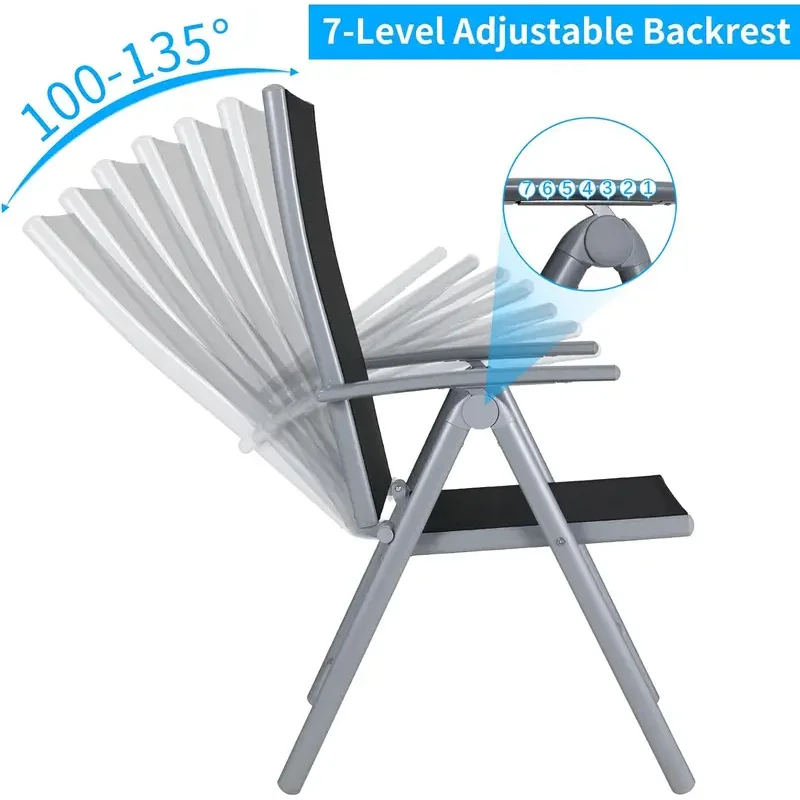 Складной стул для отдыха 2 шт. складные обеденные стулья патио регулируемый