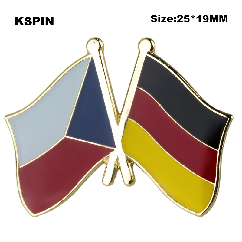 

Czech Rep. & Germany Friendship Flag Badge Flag Brooch National Flag Lapel Pin International Travel Pins