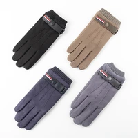autumn winter men warm gloves outdoor sport driving male touch screen mittens suede warm thermal fleece split finger ski gloves