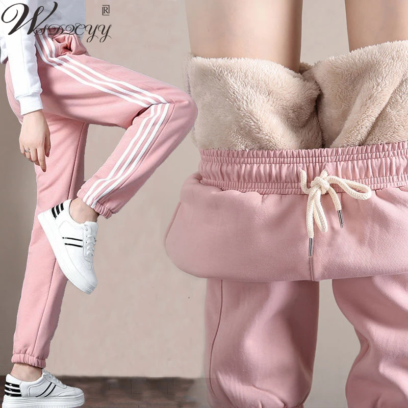 

Новинка 2022, теплые зимние брюки, женские зимние кашемировые толстые повседневные хлопковые брюки, спортивные штаны-шаровары с эластичным п...