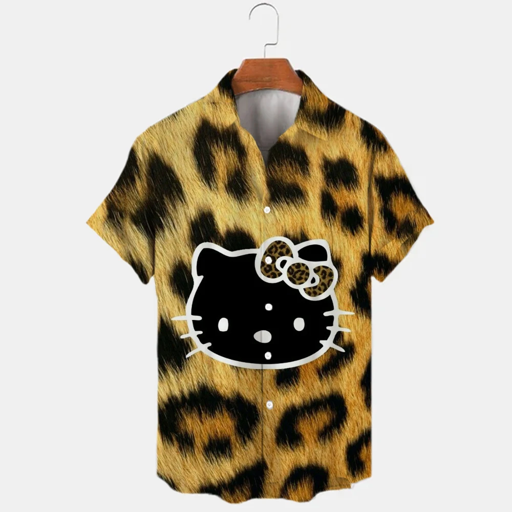 

Top Elegant Ruffle Summer Top Kawaii Hello Kitty Shirt Solid Color Casual Shirt