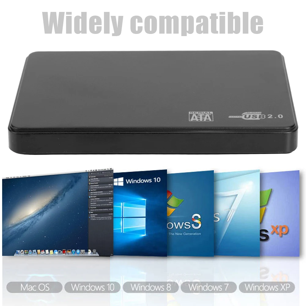 

2.5 inch Hard Drive Box SATA USB2.0 Portable Tool Free SSD Disk HDD Case External Hard Disk Enclosure for PC