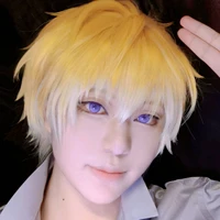 sonny brisko cosplay wig vtuber cosplay 30cm gradient golden yellow short hair free wig cap idol vitual youtuber