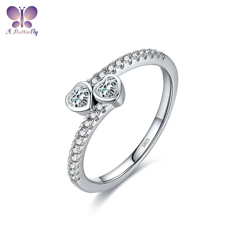 

AButterfly 100% 925 пробы Серебряное женское кольцо в виде сердца, подарок на день Святого Валентина, Изящные Ювелирные изделия