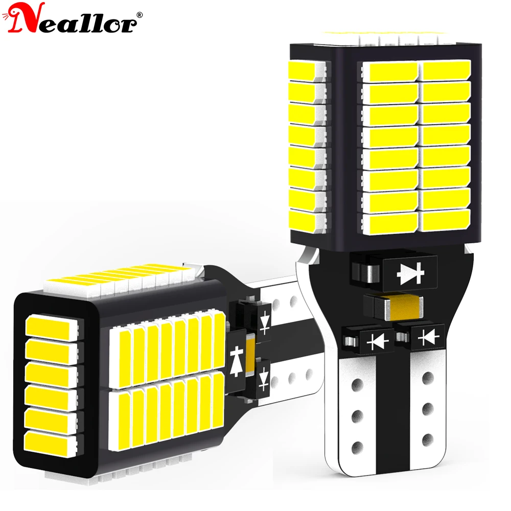 

2 шт., Автомобильные светодиодные лампы T15 W16W WY16W 921 Canbus 4014 6000K 12 В