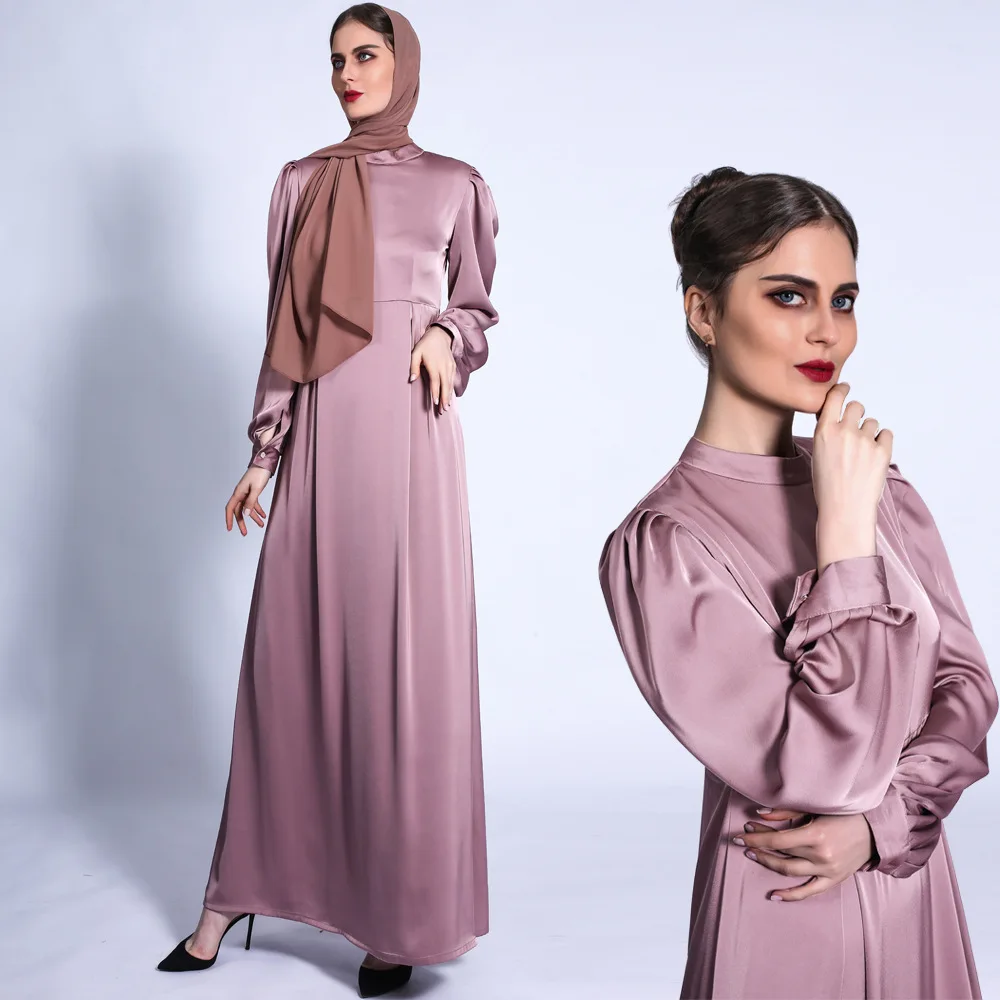 Длинное женское платье, длинное сатиновое платье-макси для женщин, длинное скромное платье в арабском, мусульманском и мусульманском стиле,...