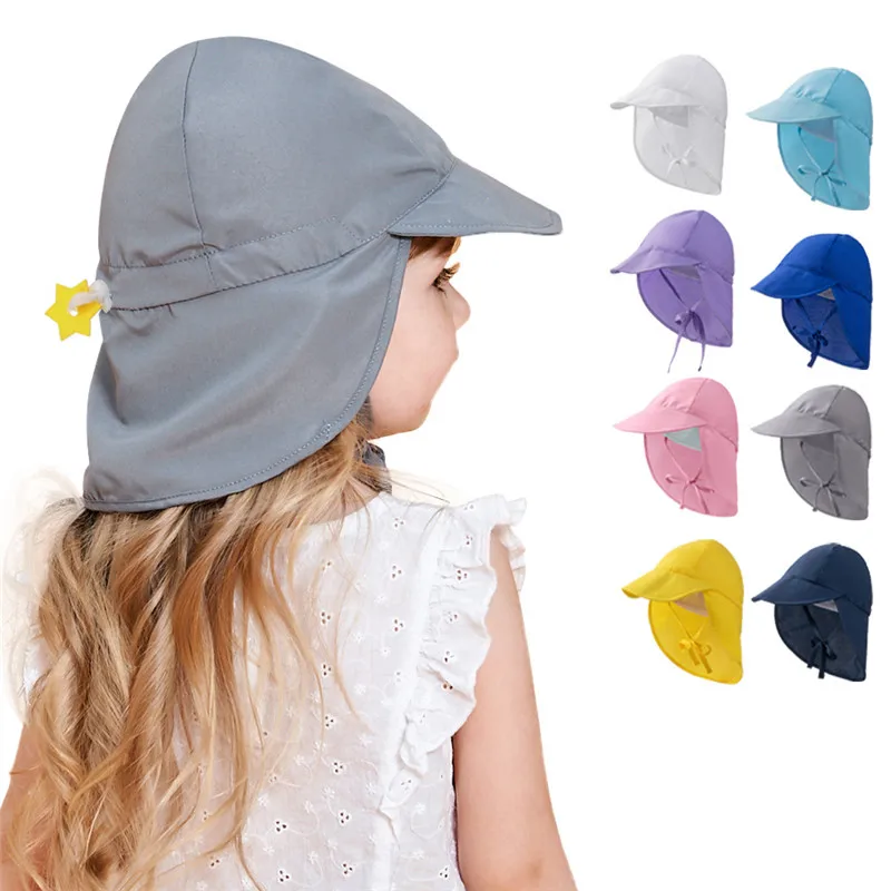 

2023 Sunscreen Sun Hat Children's Breathable Solid Color Beach Hat Can Be Adjusted Male and Female Baby Fisherman Hat Decoration