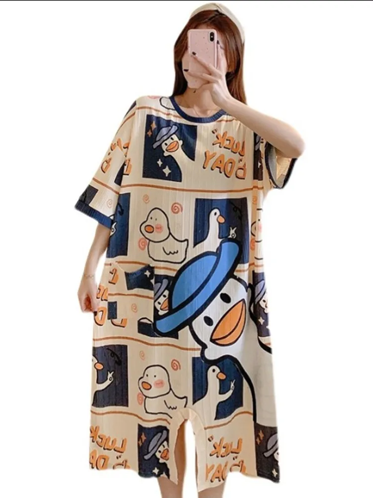 Onesie pajama for women Summer cotton nightdress female princess plus size short-sleeved jumpsuit