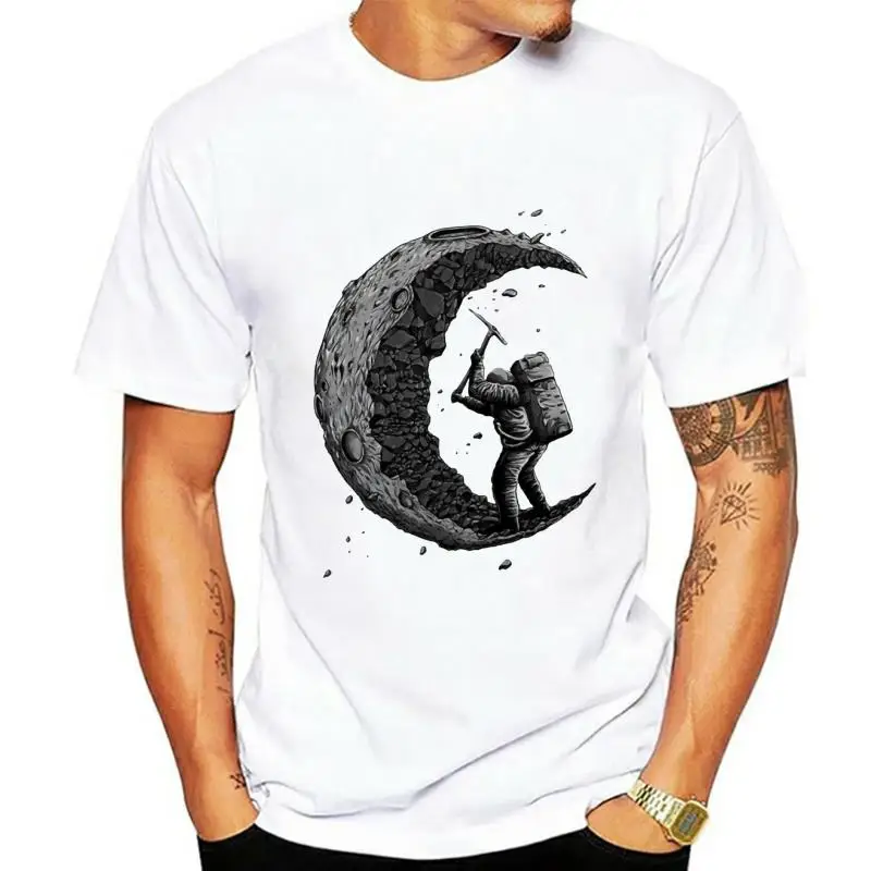 

digging the moon Design T Shirt Men's High Quality Custom Printed Tops Hipster T T Shirt Summer Famous Clothing